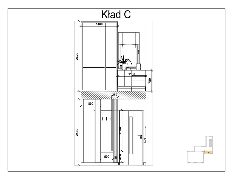 Kład C — zabudowa piętra i strefa wejścia
