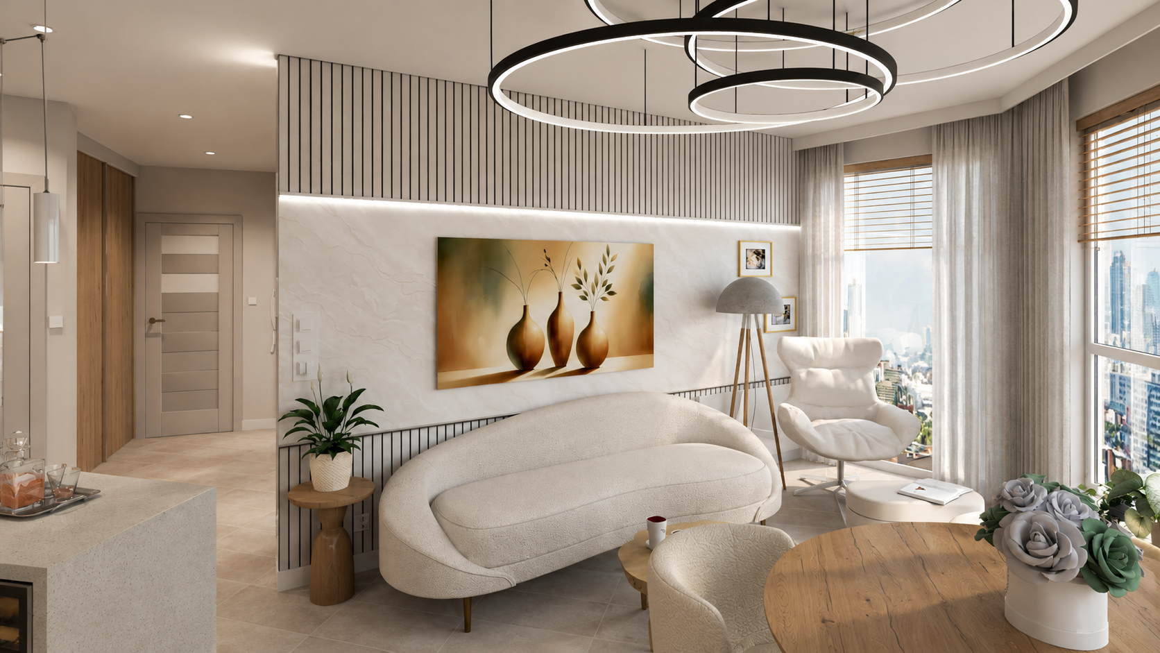 Kuchnia i salon w Gdańsku — wizualizacja 3