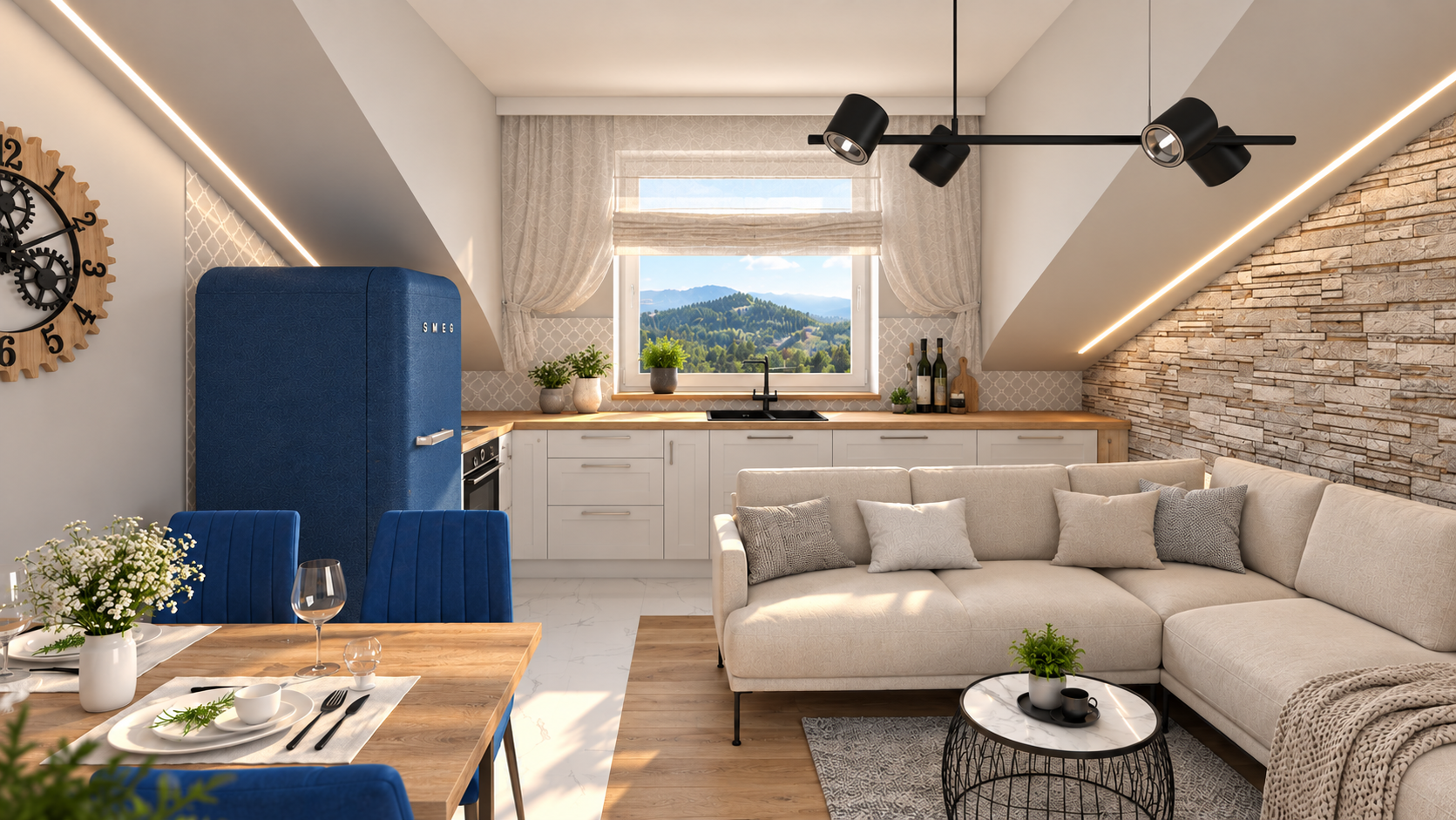 Poddasze u Brygidy — Uherce, Bieszczady — wizualizacja 3