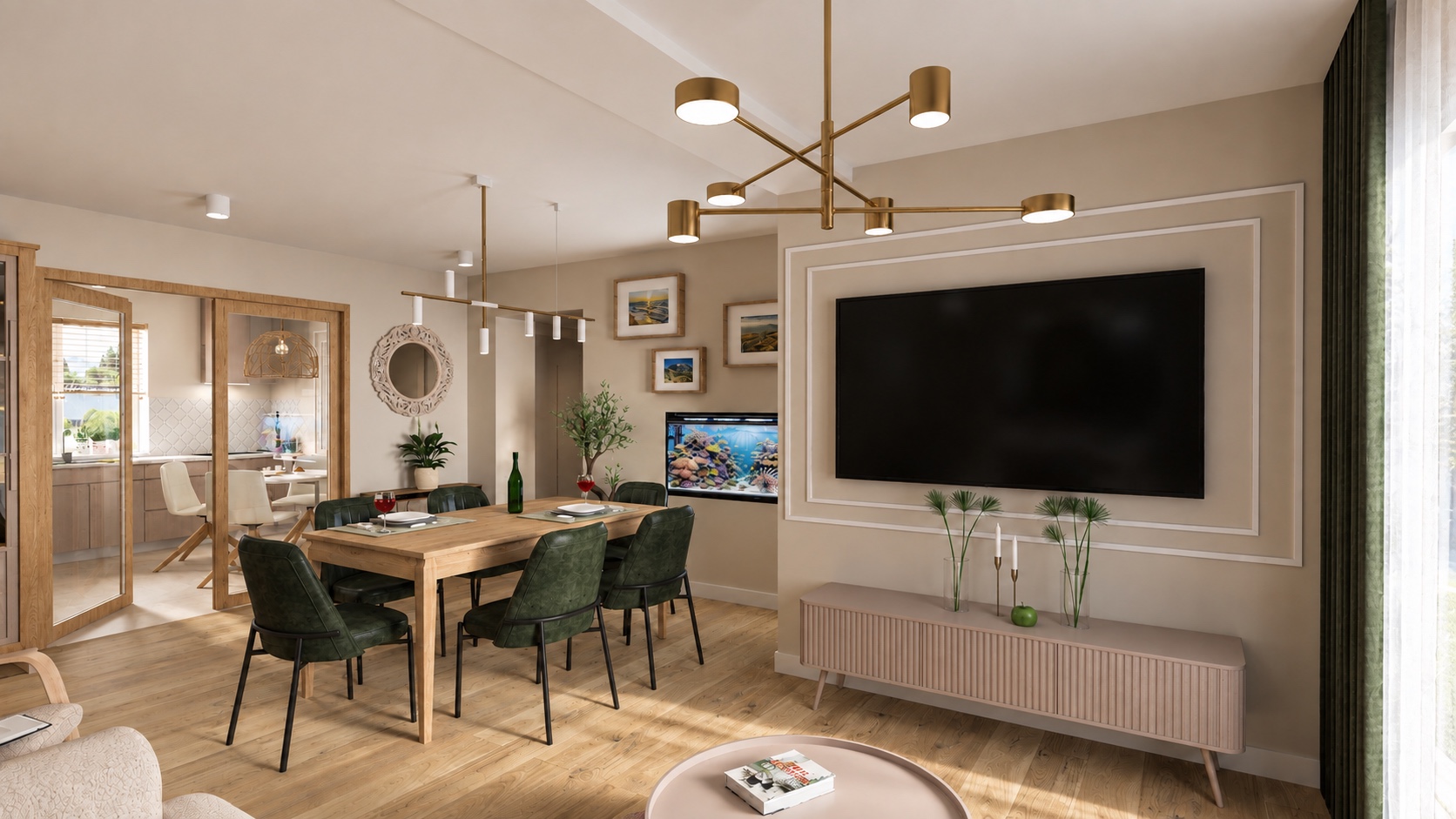 Salon i kuchnia w Olsztynie — wizualizacja 5