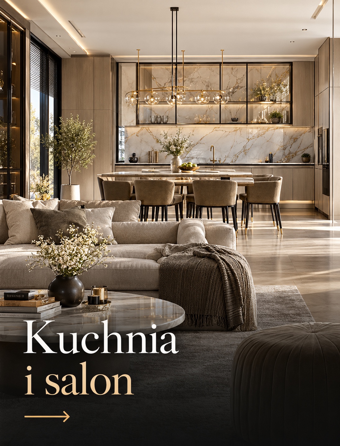 Projekt Q-artis — Kuchnia i salon